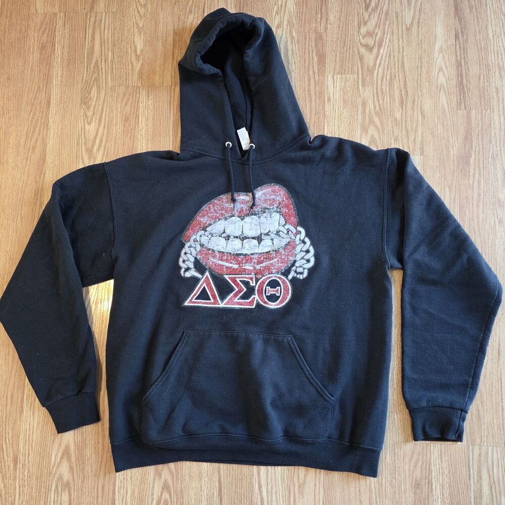 Delta Sigma Theta Hoodie Sweatshirt Black - Size Large